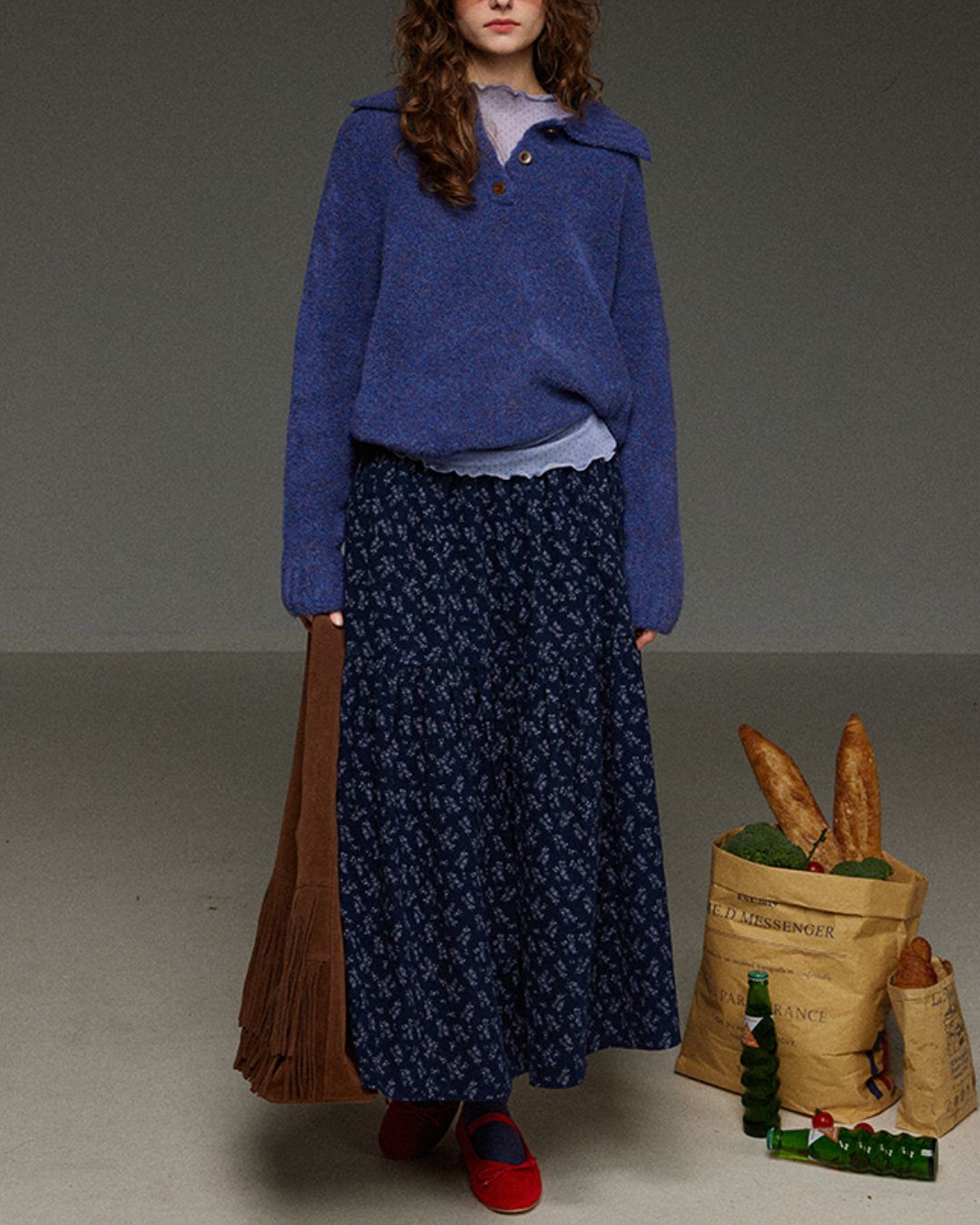 Half-button Collar Knit Pullover　KN055