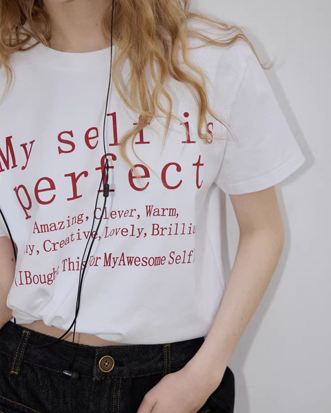 Text Print Crew Neck T-Shirt　ST009
