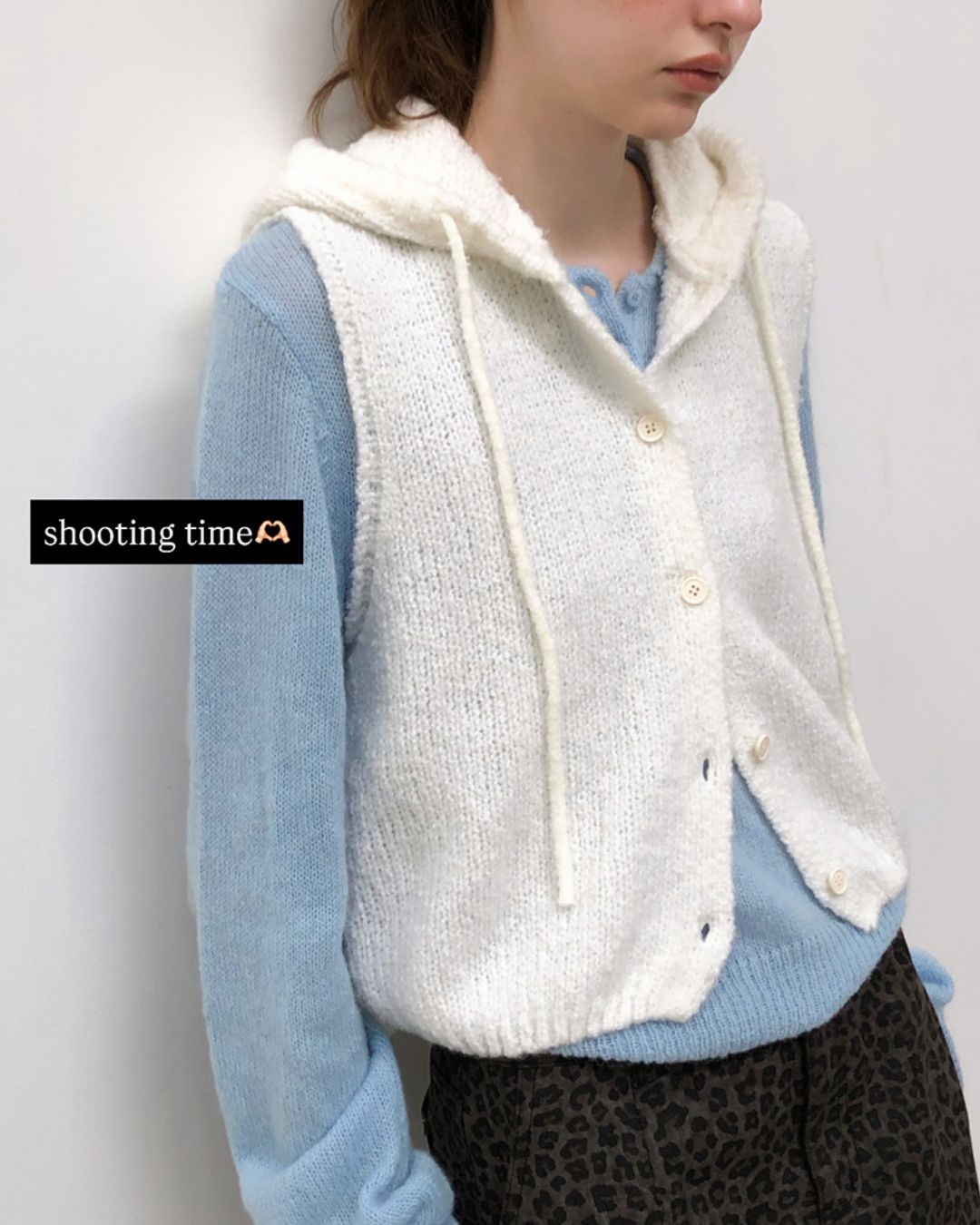 Loop Yarn Hooded Knit Vest　KN025