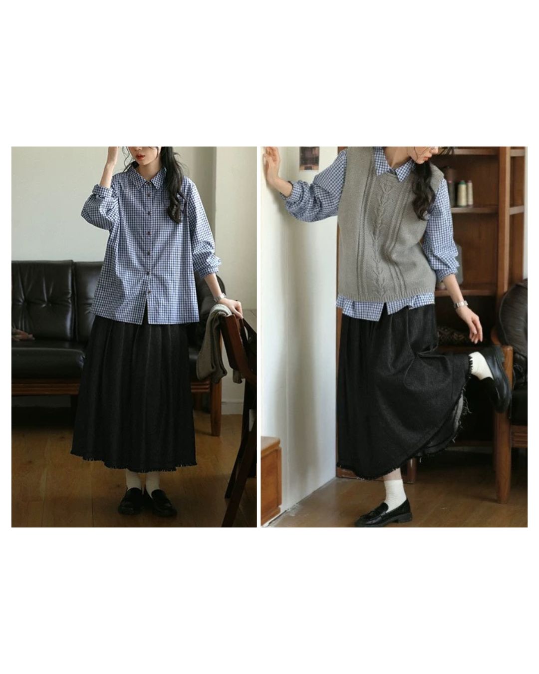 Classic Blue Check Shirt　LS058