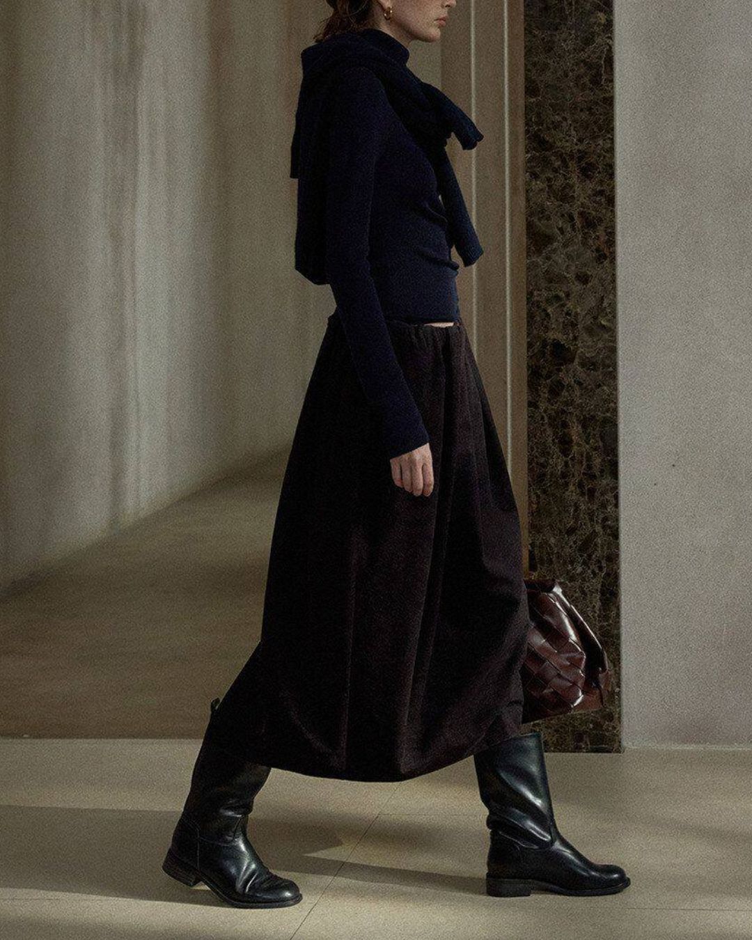 Brushed Tulip Midi Skirt　SK019