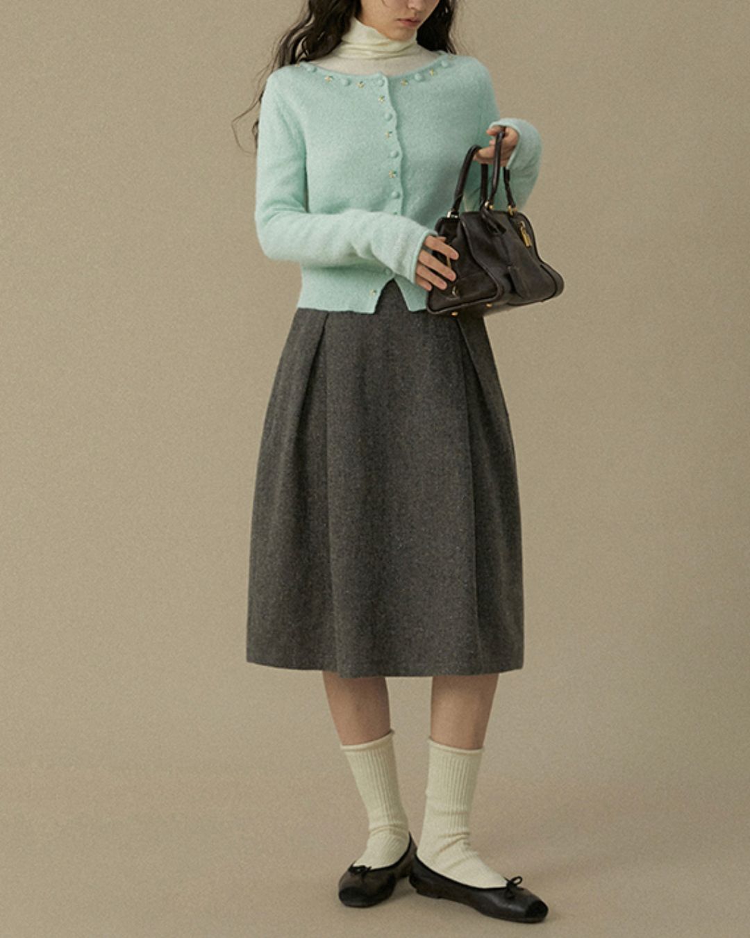 Nep Knee-length Cocoon Skirt　SK015