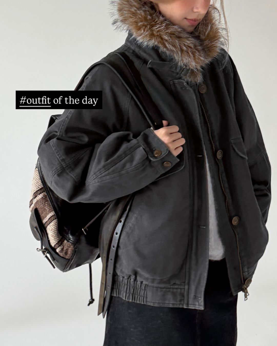 Fur Collar Padded Denim Jacket　JK058