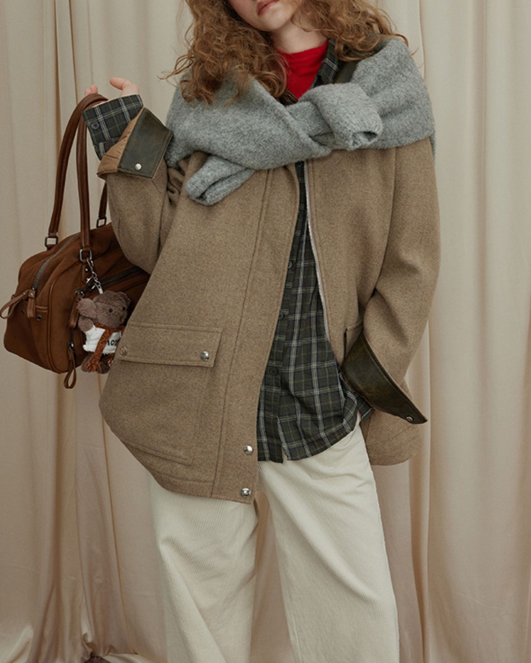 Retro Contrast Check Shirt　LS035