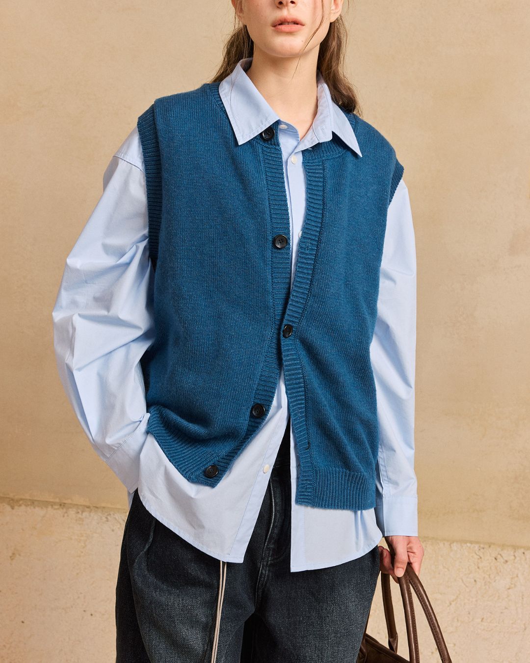 Basic Knit Cardigan Vest　VT018