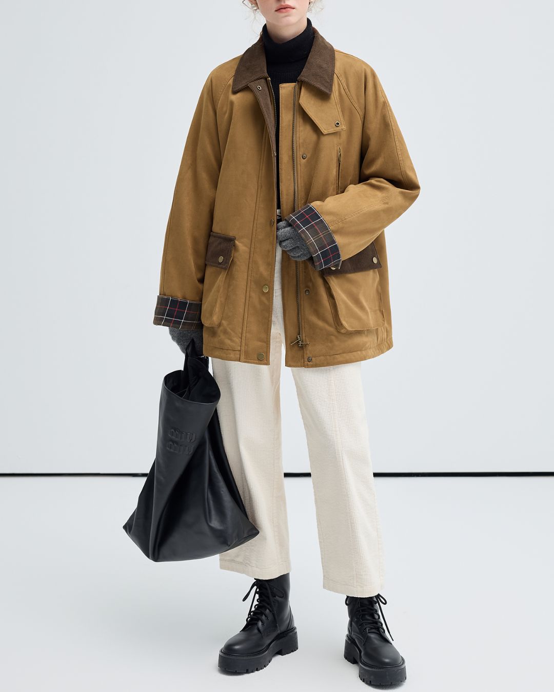 Contrast Color Suede Quilted Jacket　JK075