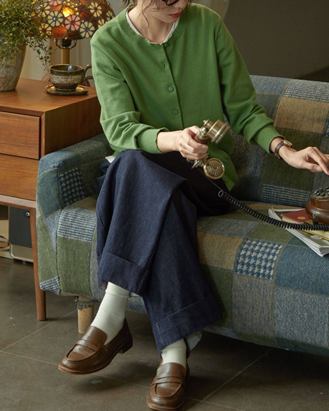 Round Neck Basic Knit Cardigan　KN113