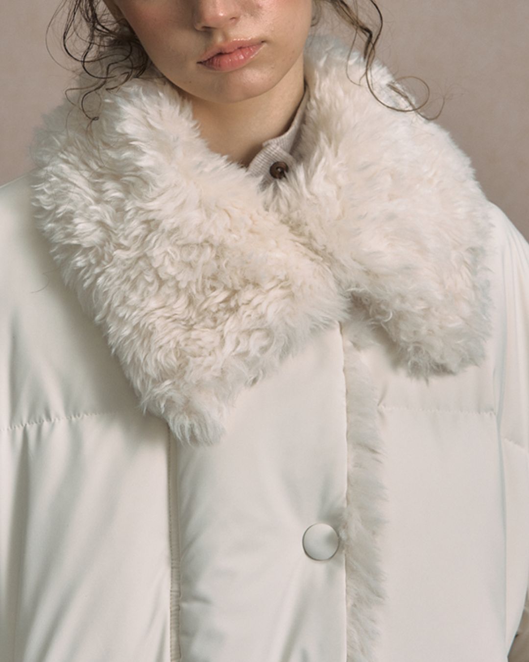 Asymmetrical Fur Short Down Jacket　JK065