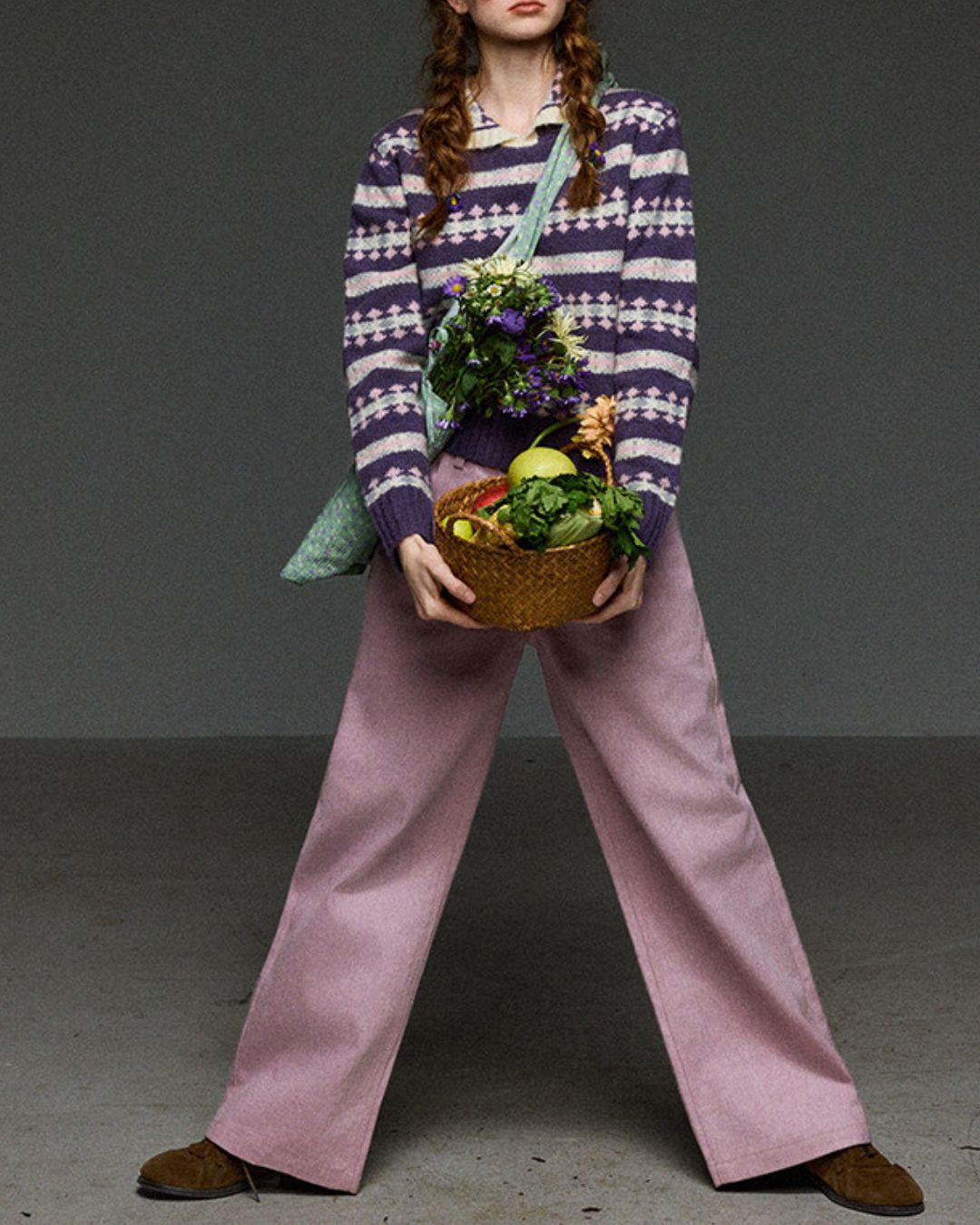 High-waisted Wide Straight Color Pants　PT038