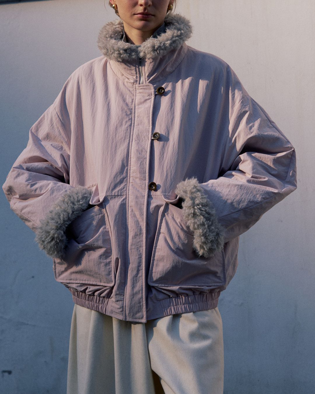 Stand-up Boa Collar Padded Jacket　JK077