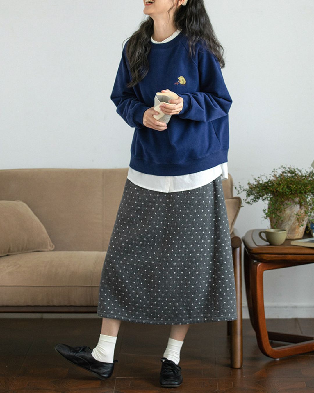 Hedgehog One-point Embroidered Sweat　SW012