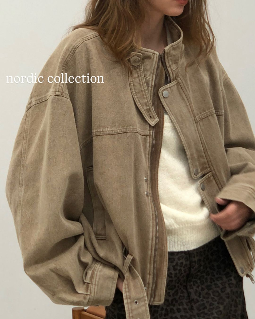 Belted Denim Cropped Jacket　JK026