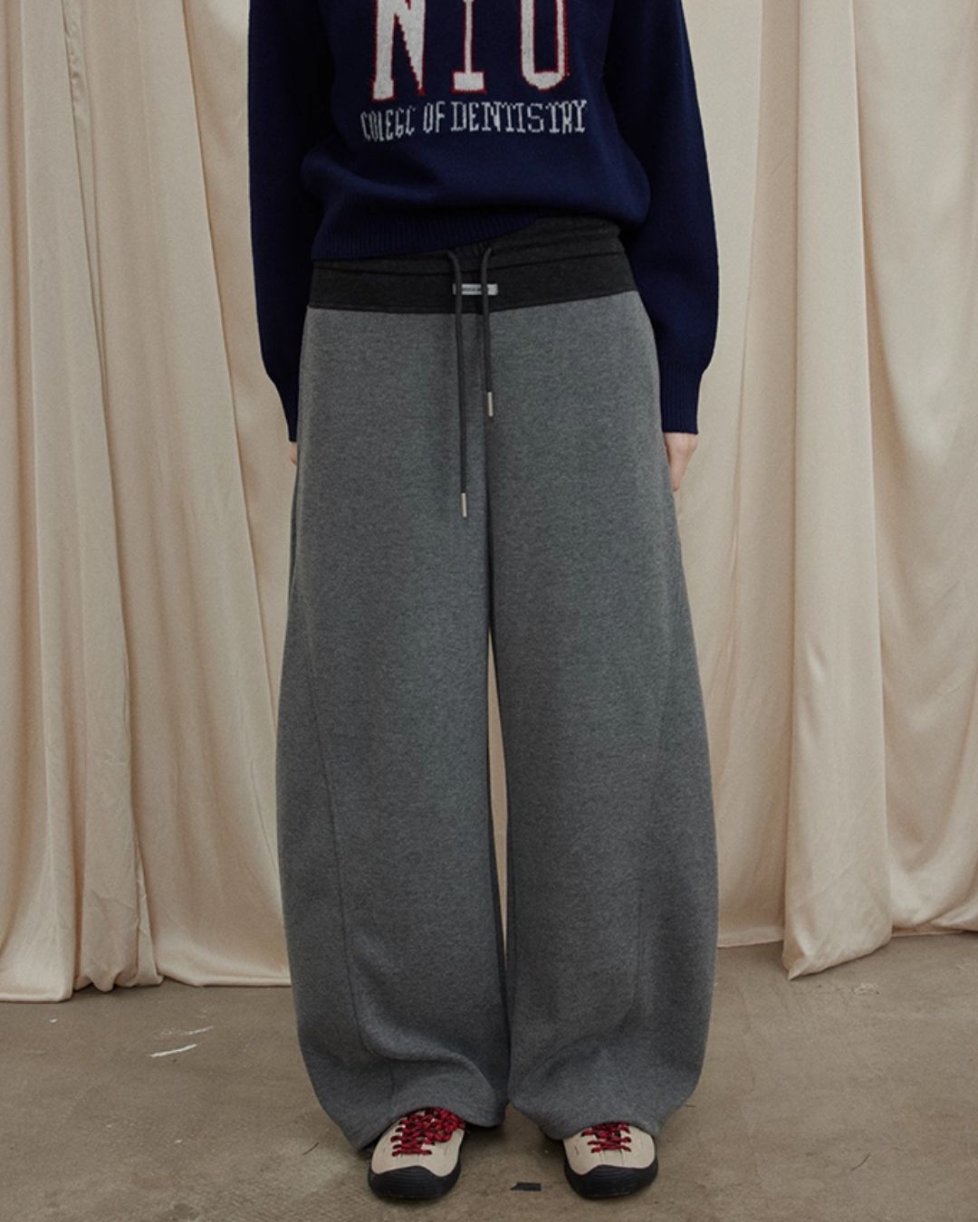 Color Block Curved Straight Pants　PT025