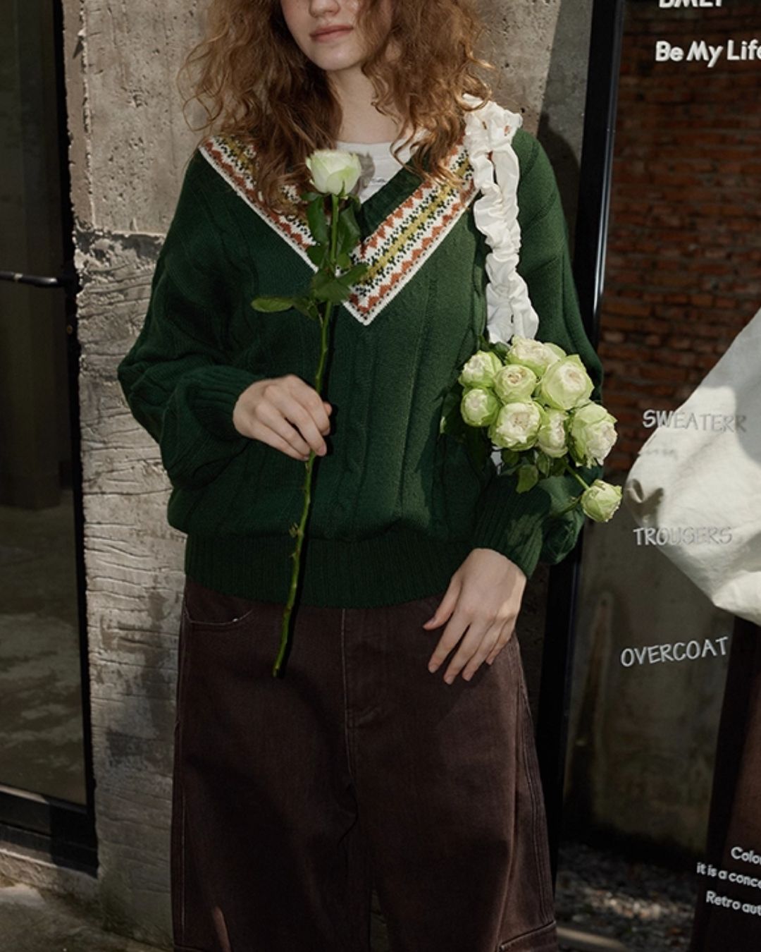 Fair Isle V-neck Sweater　KN053