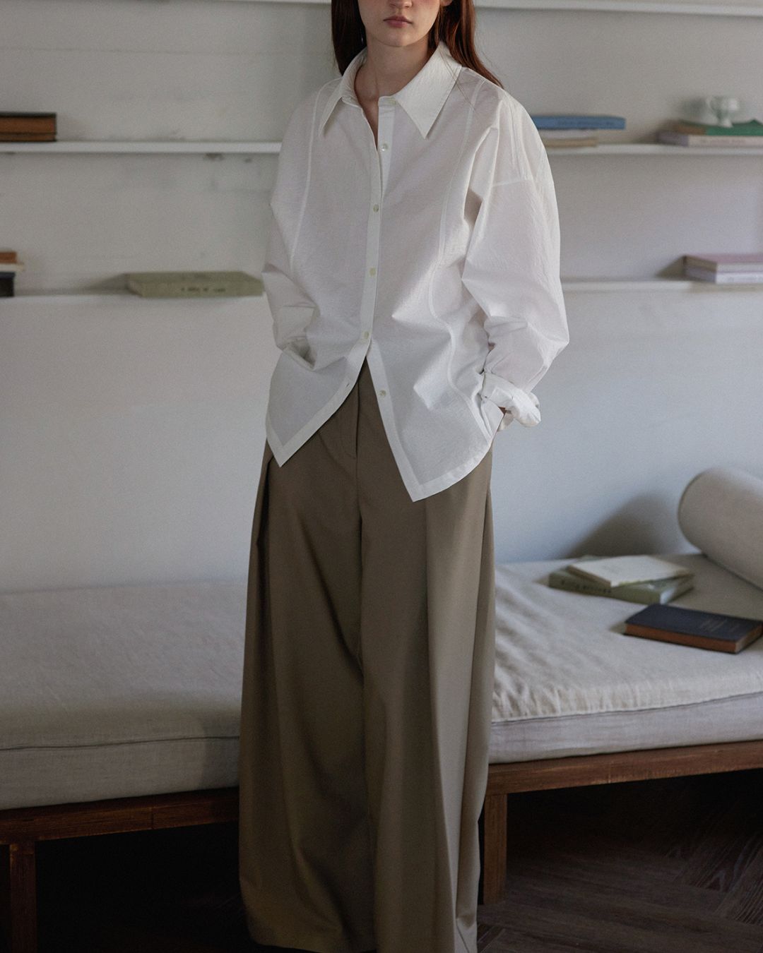 Back Button Basic Shirt　LS022