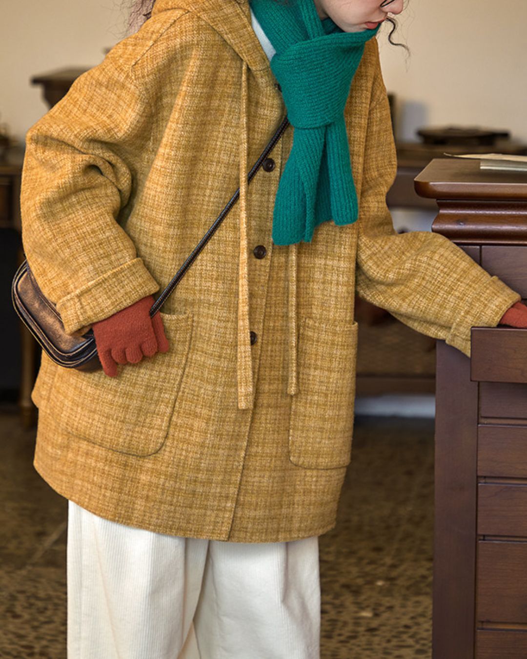 Wool Hooded Middle Coat　CT032