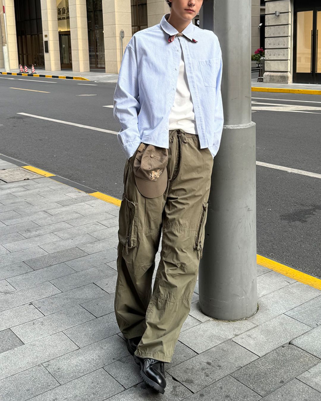 Striped Cropped Shirt　LS008