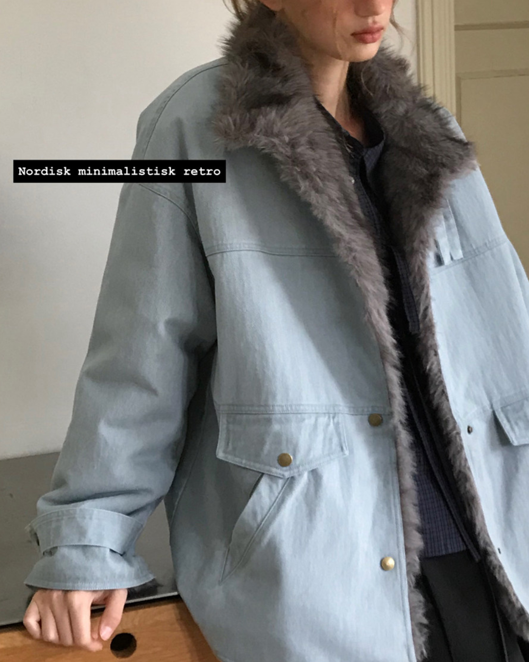 Vintage Fur-lined Denim Jacket　JK081