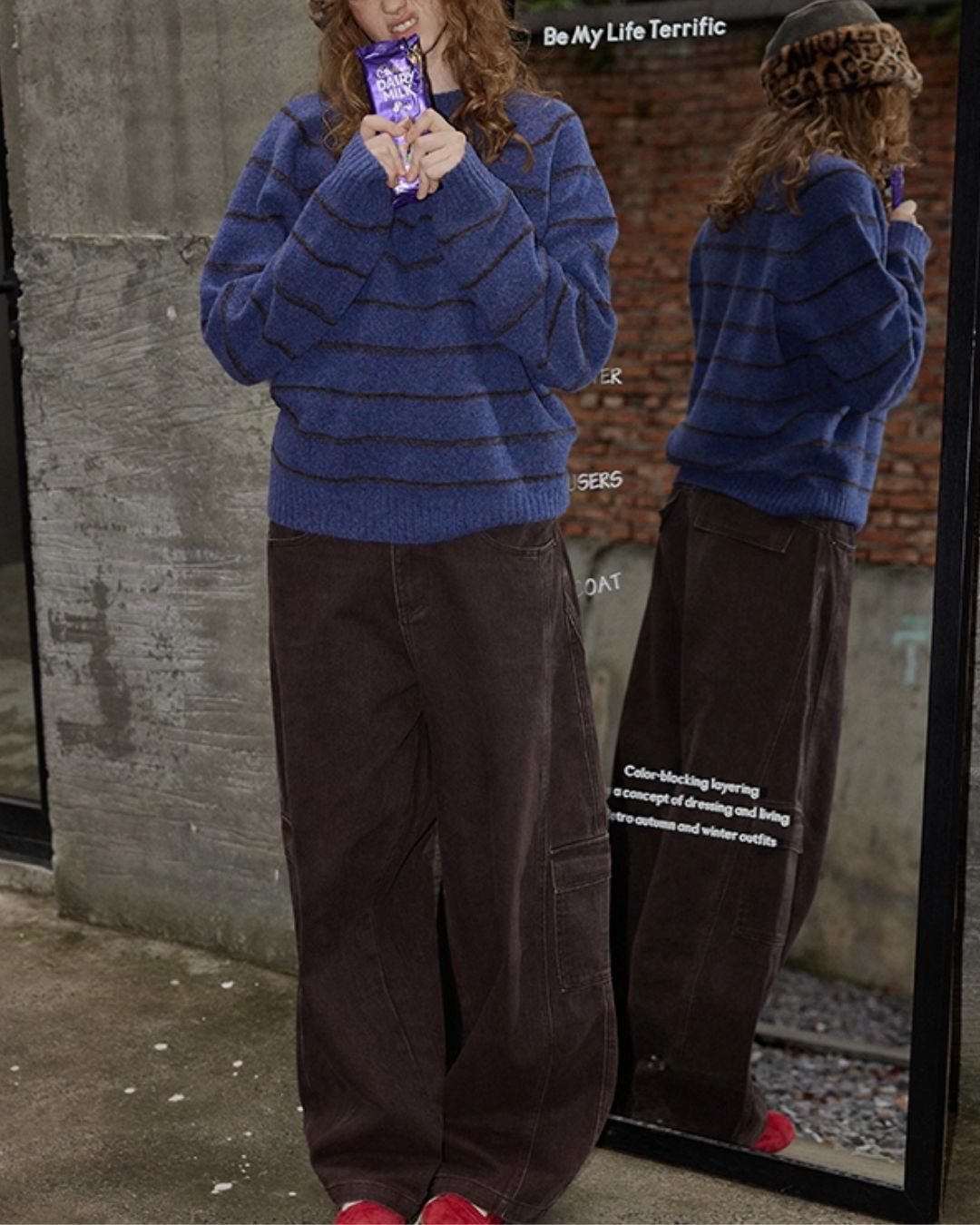 Border Relaxed Sweater　KN042