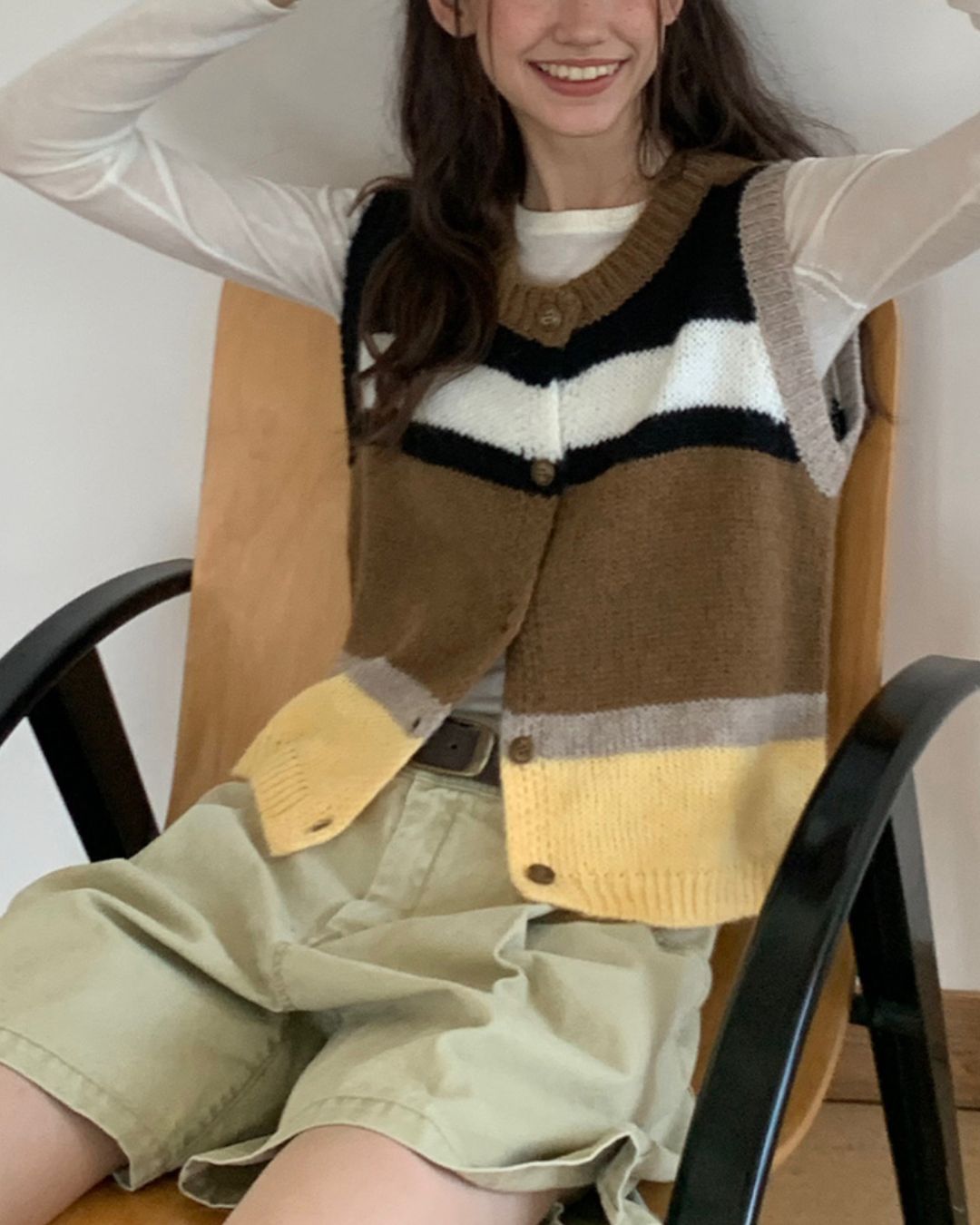 Contrast Color Knit Vest　KN019