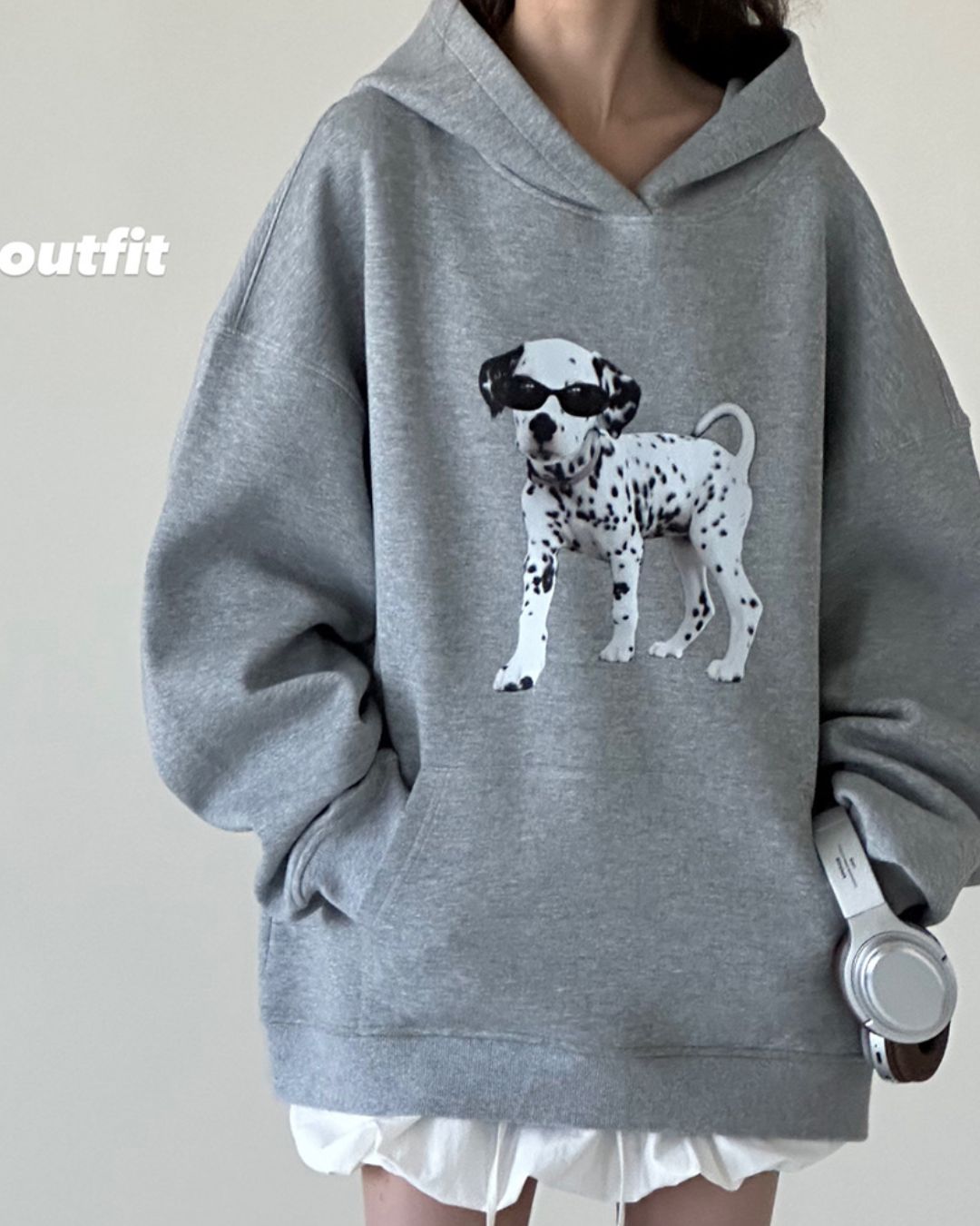 Dalmatian Print Oversized Hoodie　HD002