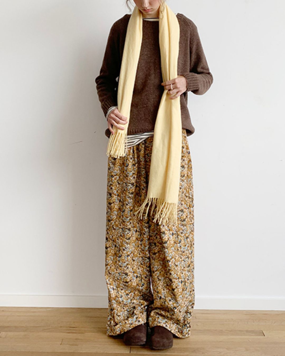 Corduroy Floral Wide Pants　PT004