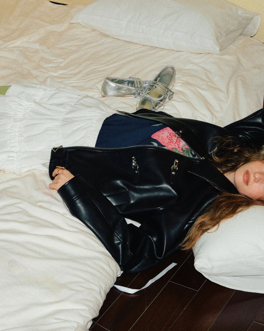 Metal Buckle Leather Jacket　JK038