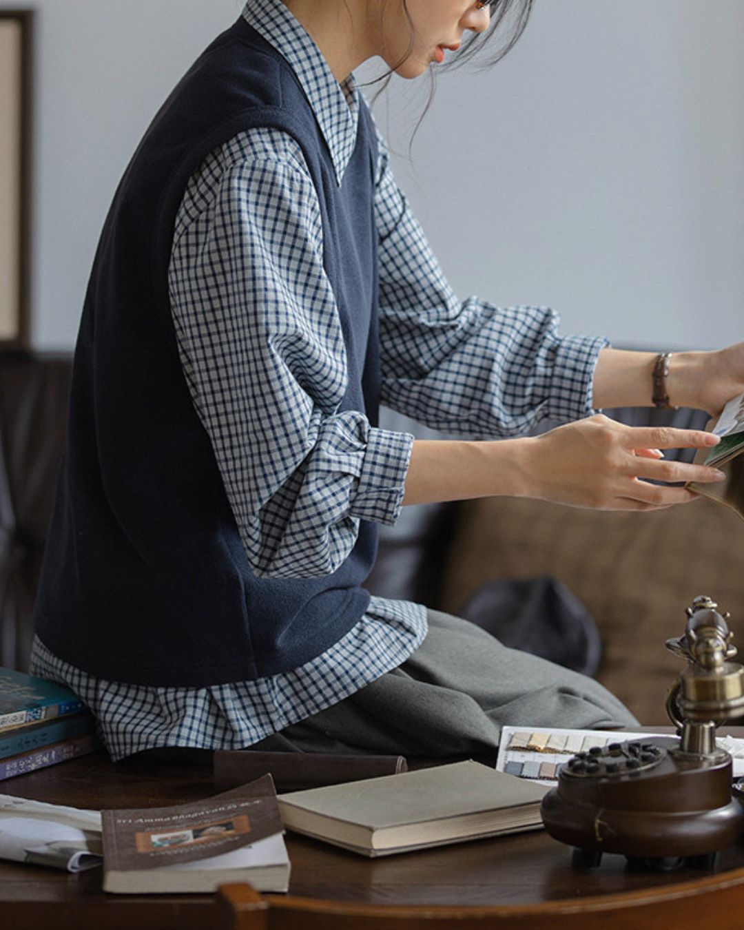 Crew Neck Cotton Knit Vest　VT024