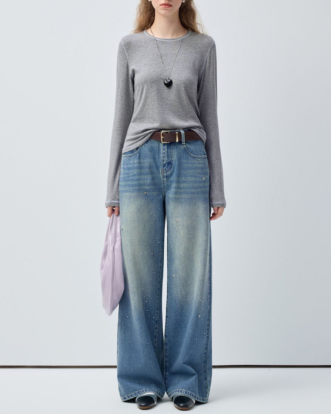 Star-studded Rhinestone-decorated Denim Pants　DP015