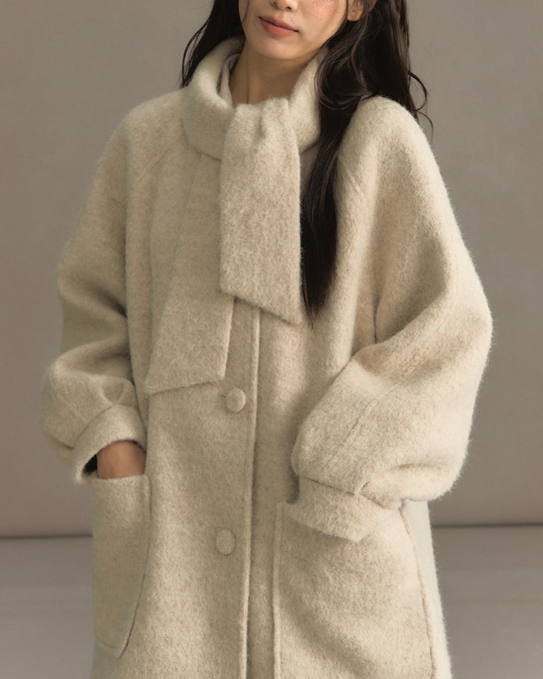 Bowtie Collar A-line Coat　CT023