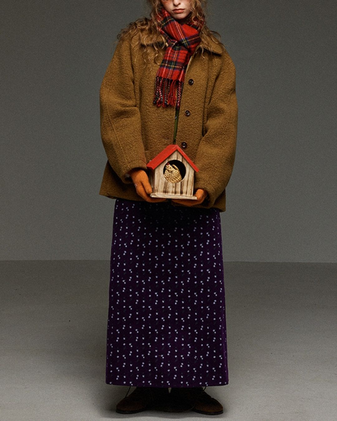 Retro Flower Corduroy Long Skirt　SK013