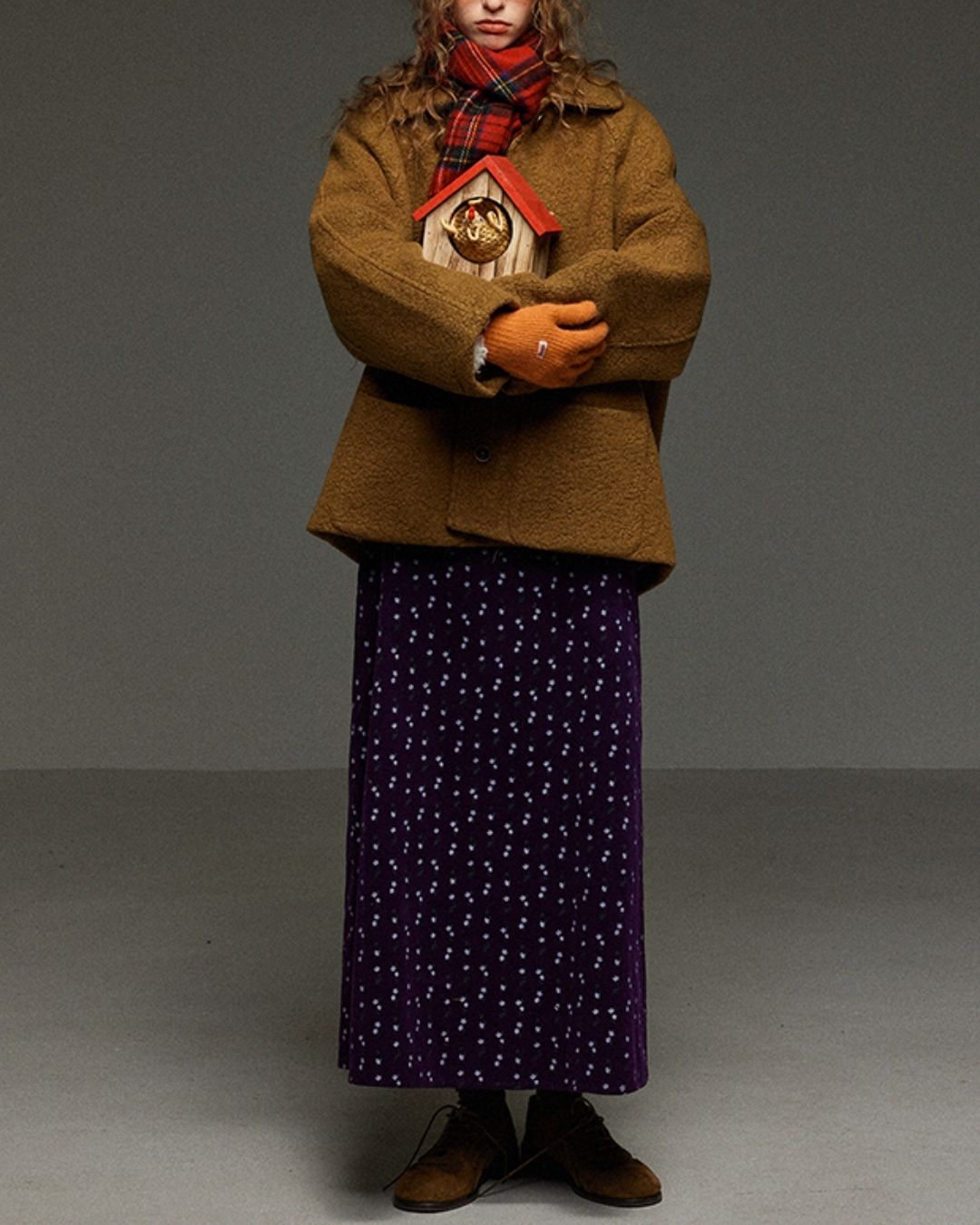 Retro Flower Corduroy Long Skirt　SK013