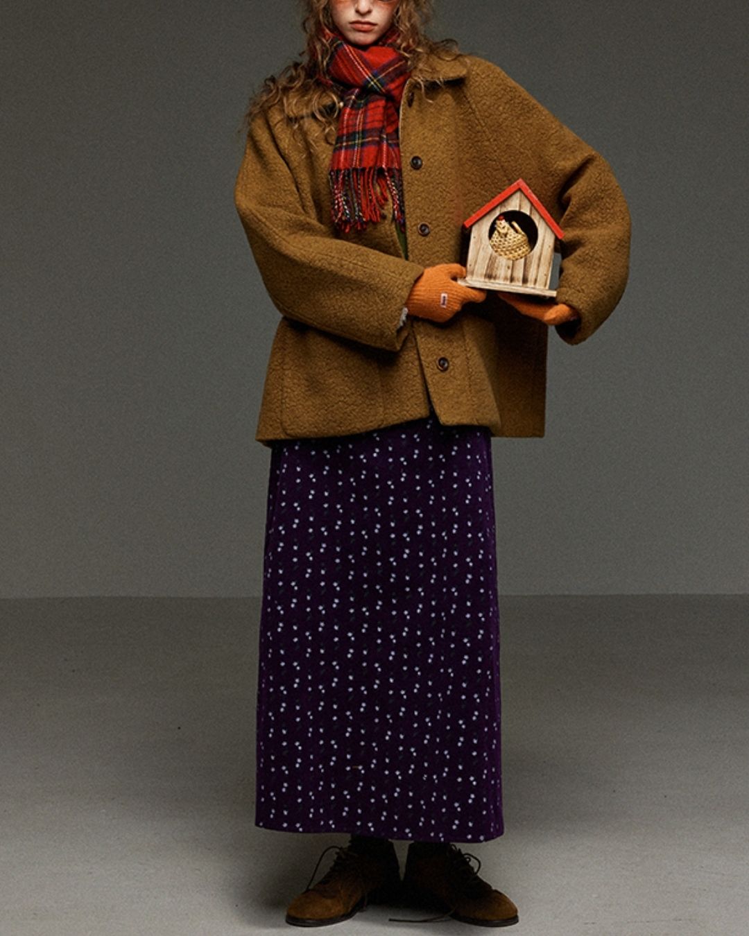 Retro Flower Corduroy Long Skirt　SK013