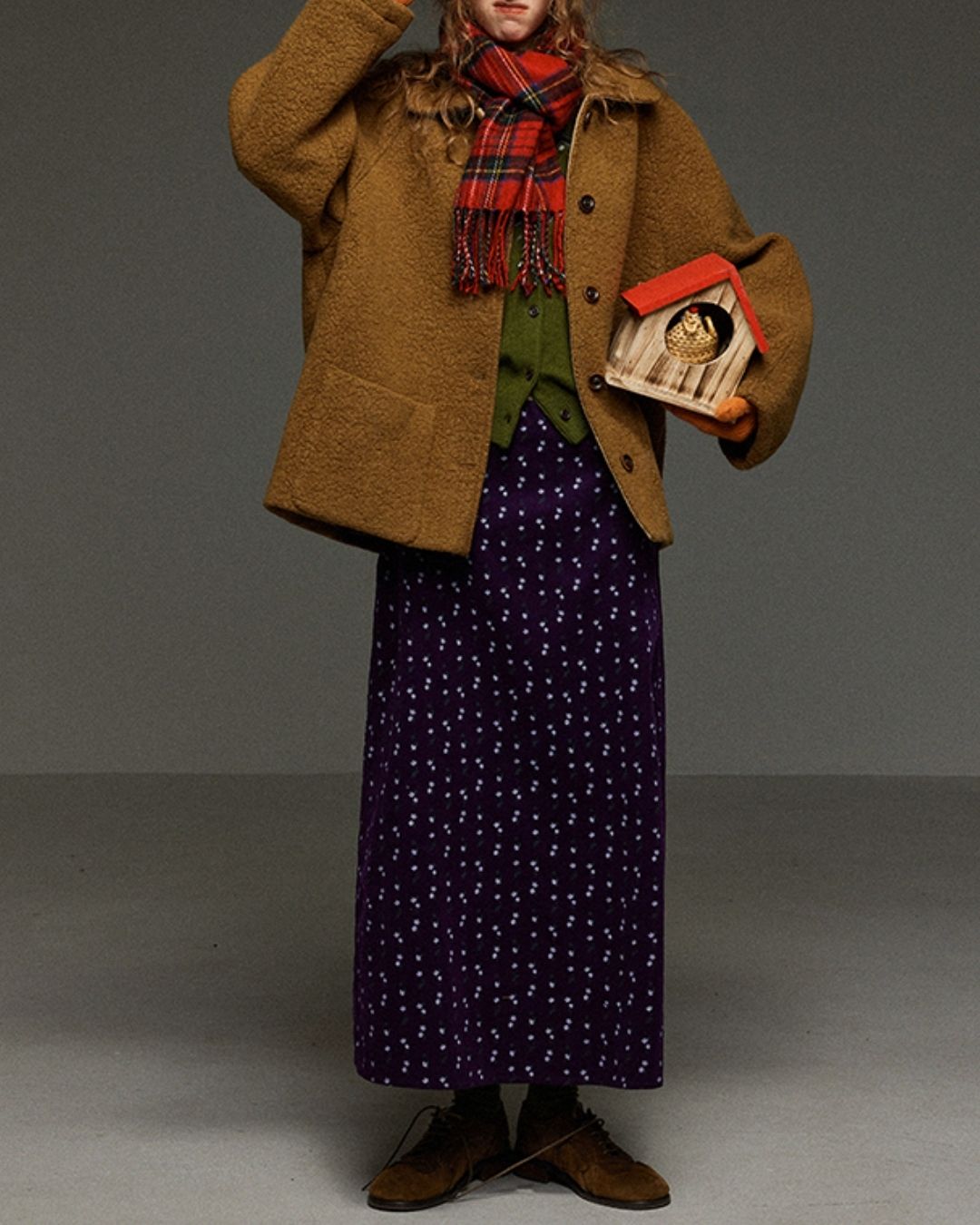 Retro Flower Corduroy Long Skirt　SK013