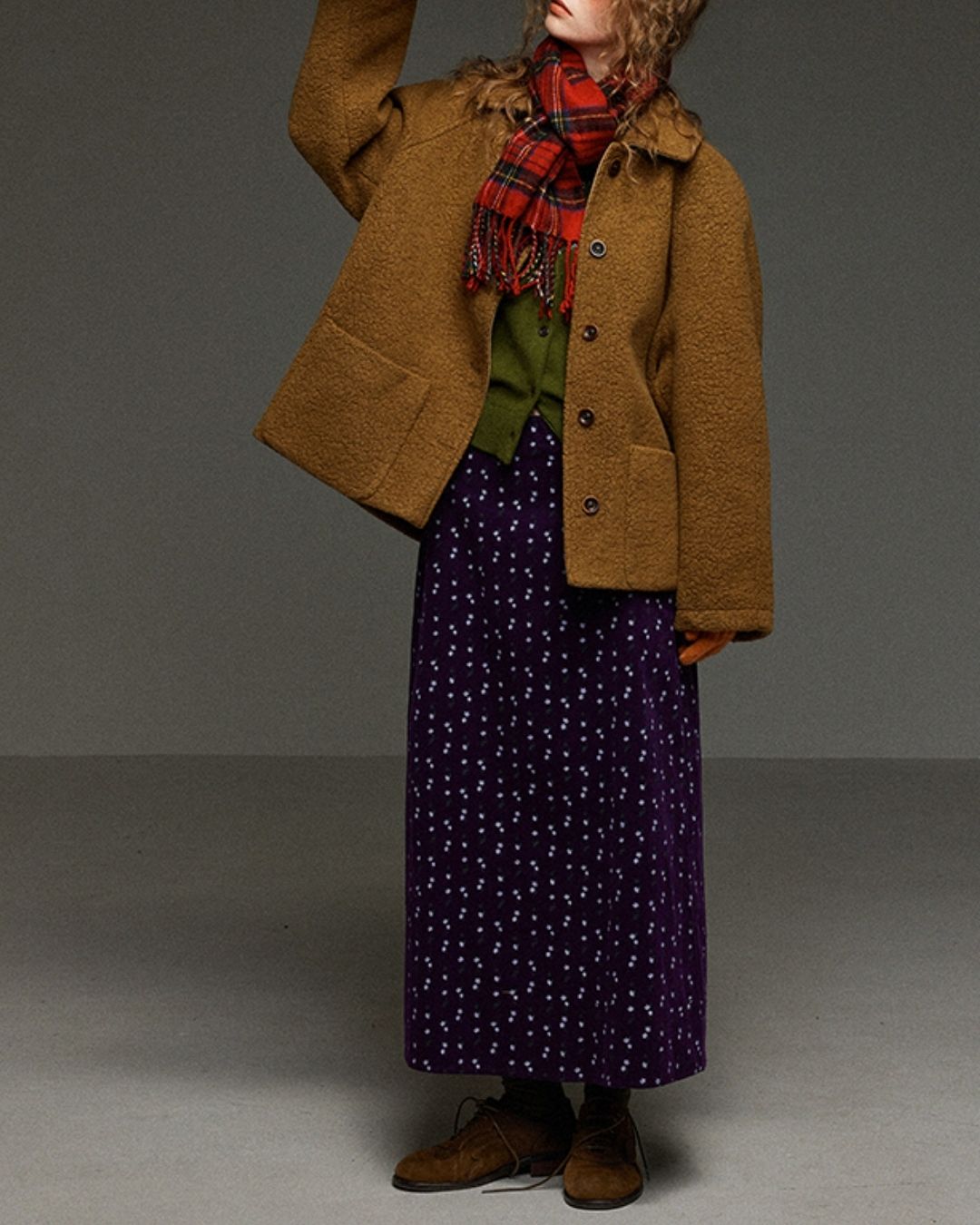 Retro Flower Corduroy Long Skirt　SK013