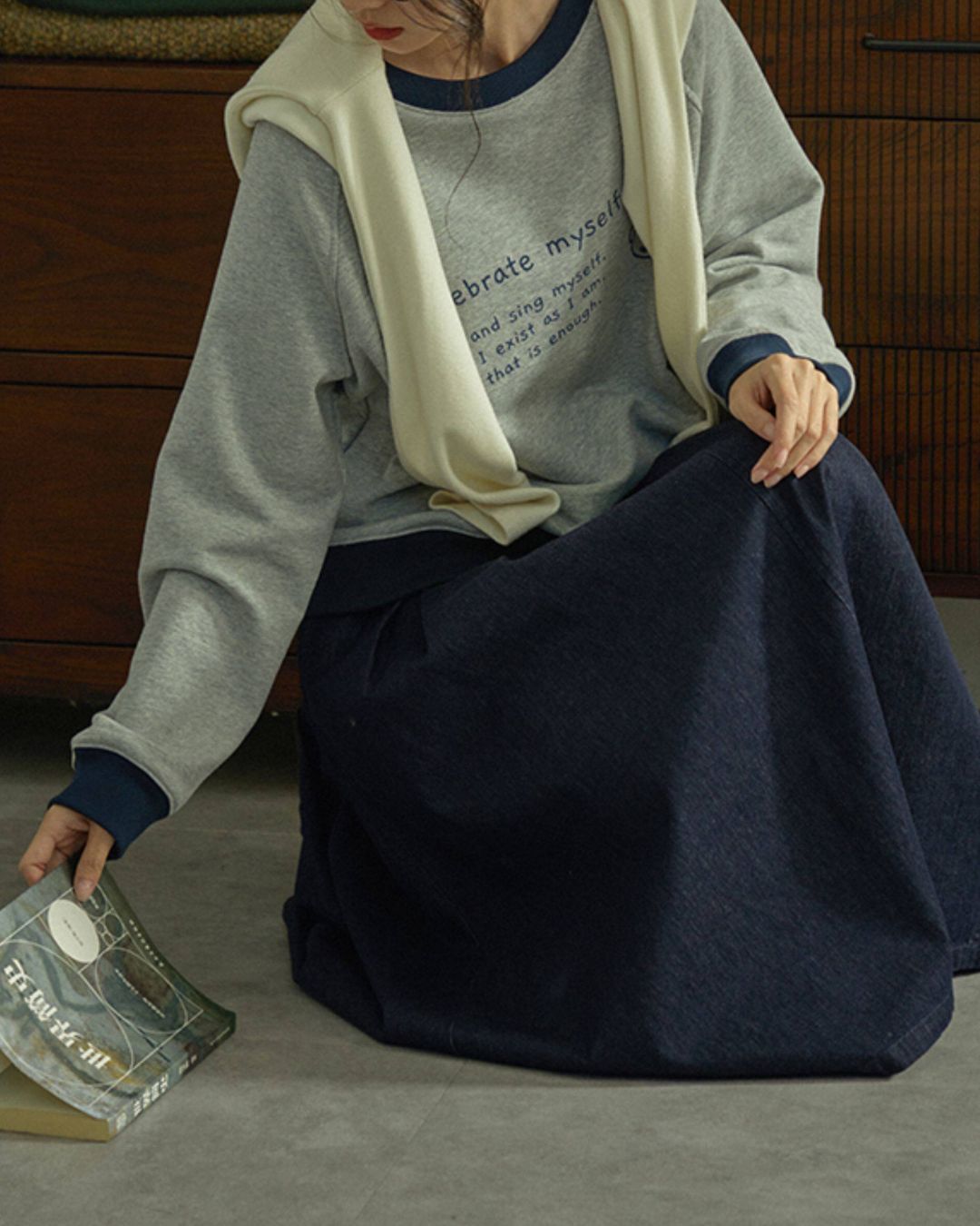 Colorblock Letter Print Sweat　SW011