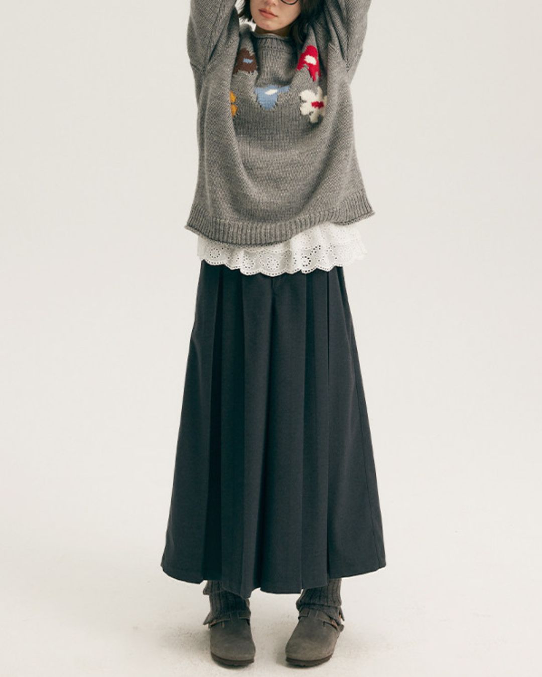 Waist Gathered Lace Frill T-shirt　LT023