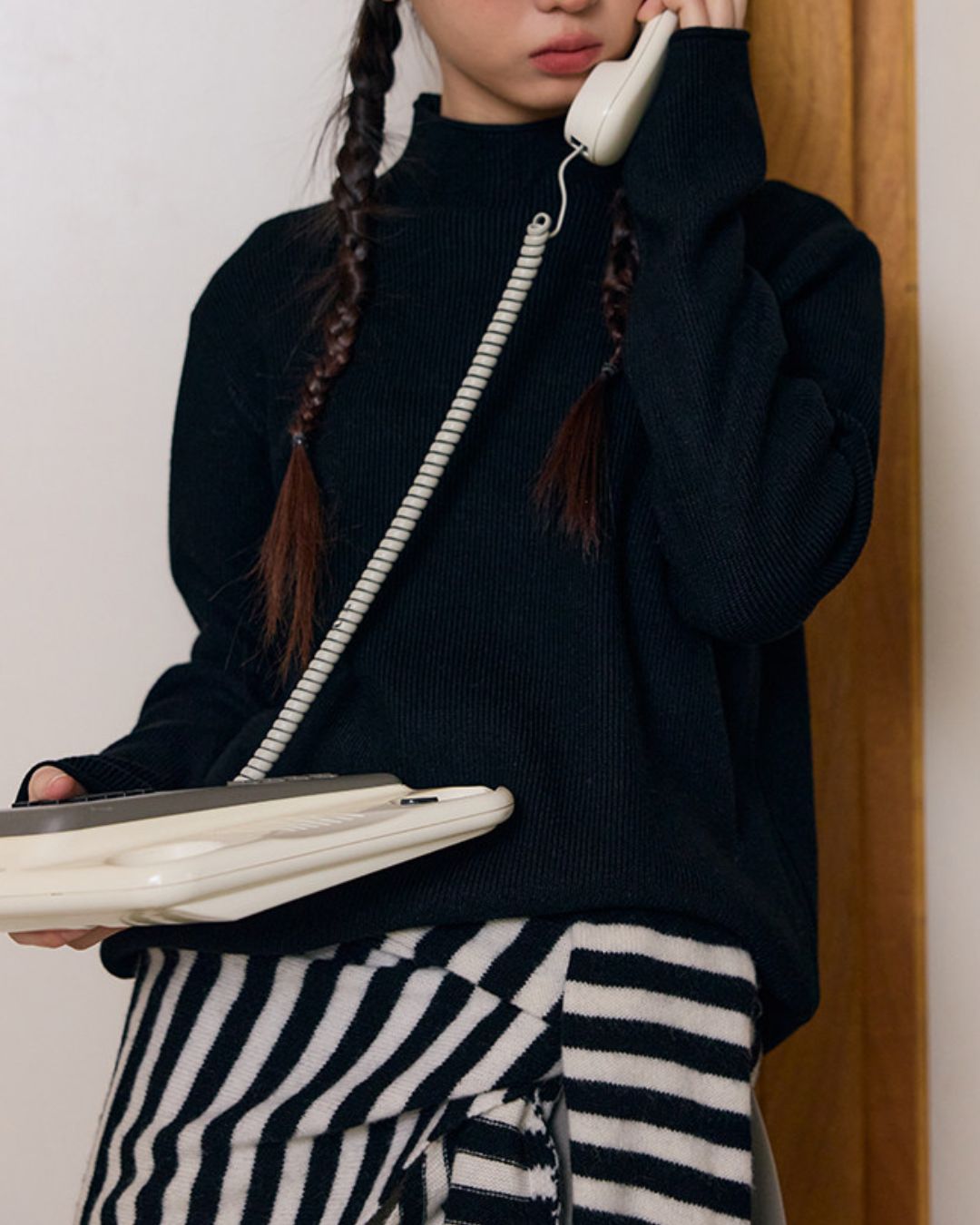 Basic Rib Mock Neck Knit　KN090