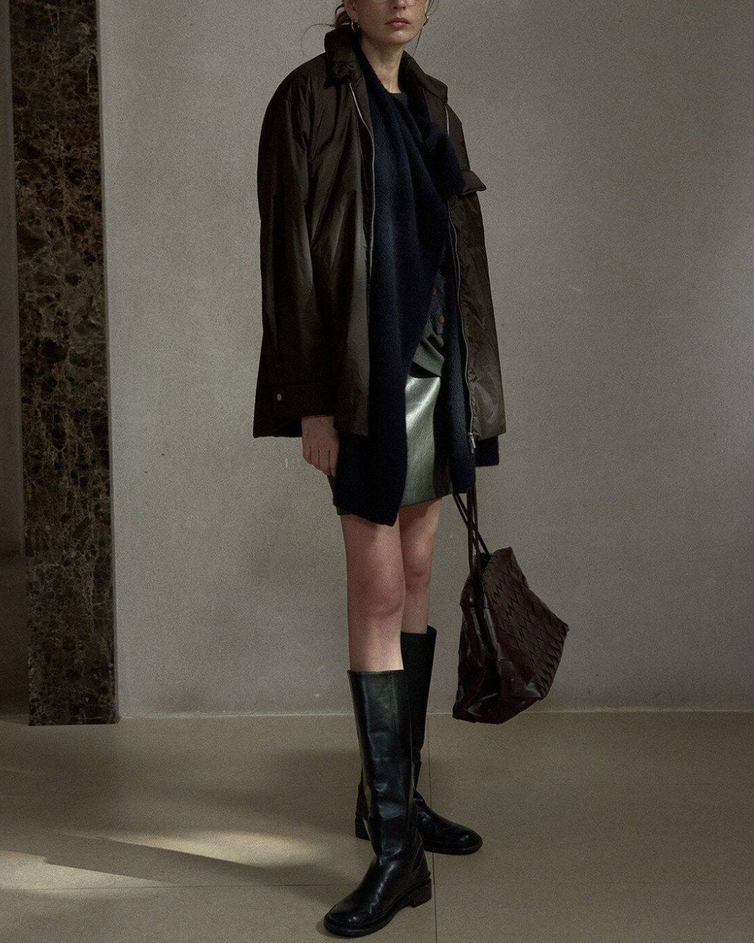 Padded Quilted Shirt Jacket　JK087