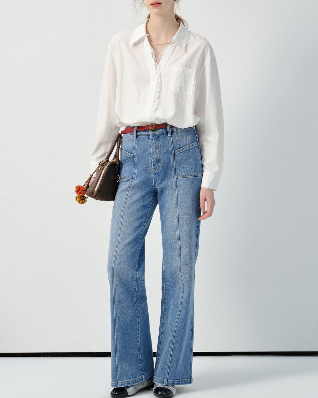 Lace V-neck French Shirt　LS033