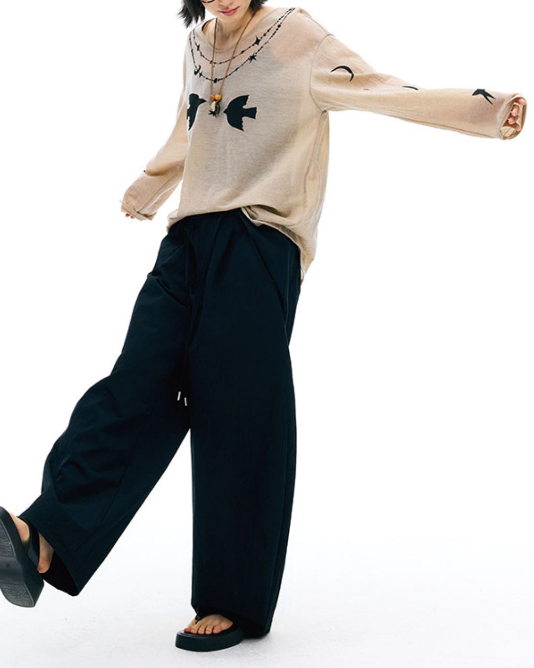 Relaxed Fit Sheer Print T-shirt　LT025