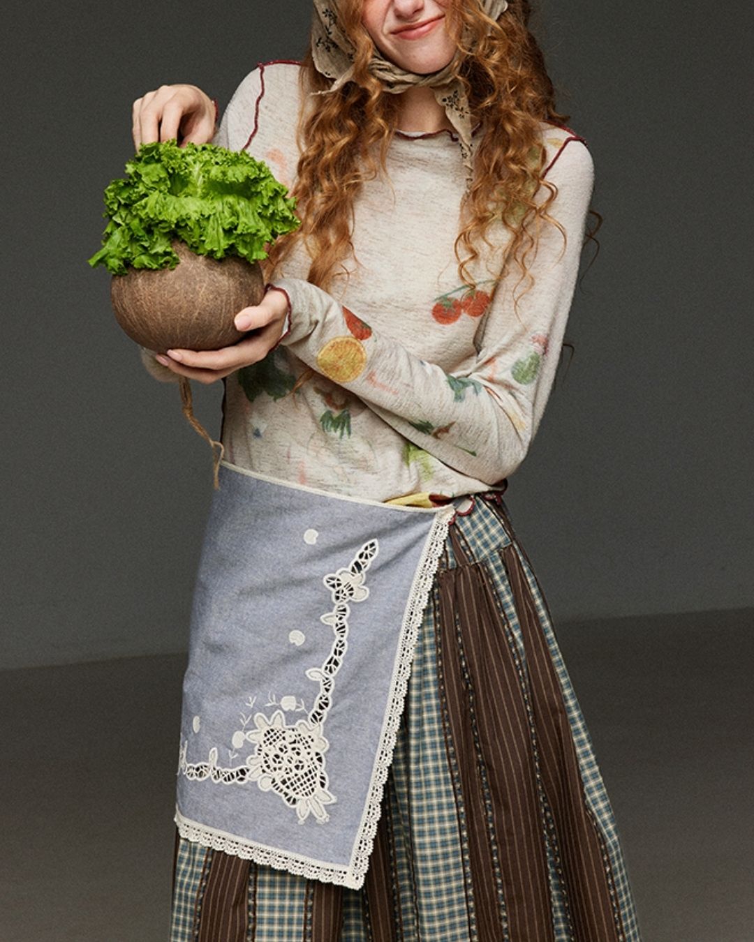 Mellow Frill Stitch Print T-shirt　LT011