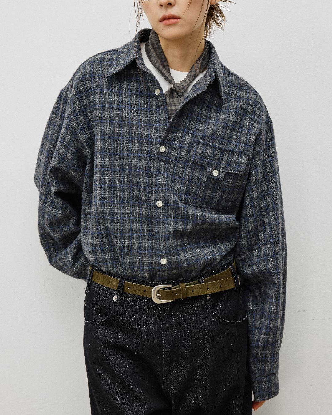 Flap Pocket Checked Flannel Shirt　LS036