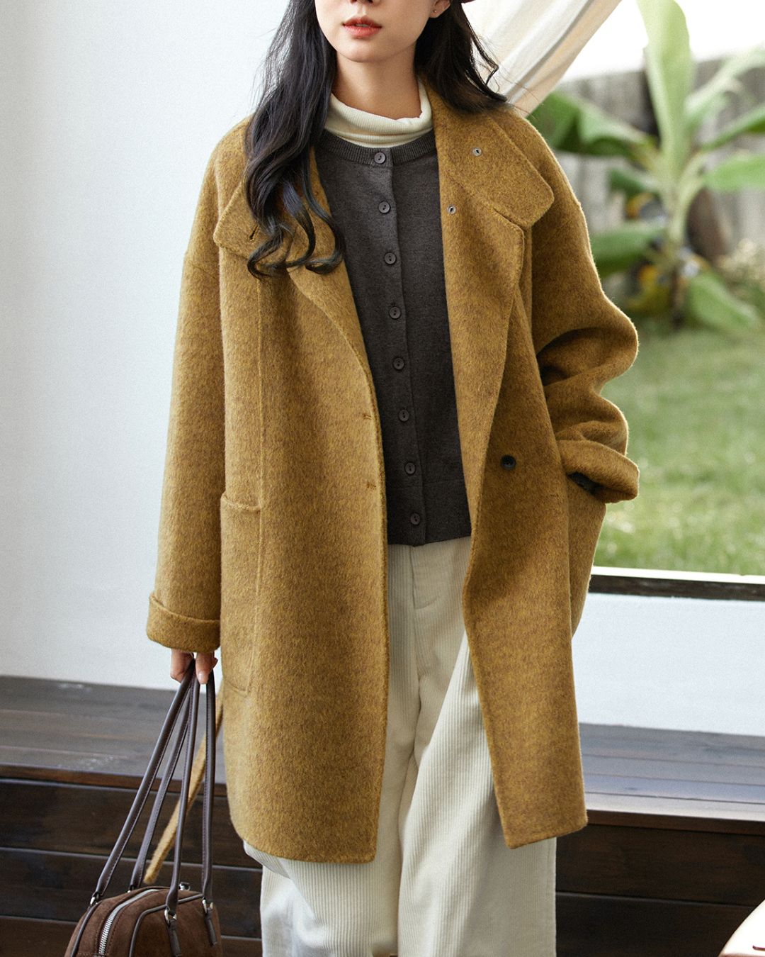 Stand-collar Wool Relaxed Coat　CT021