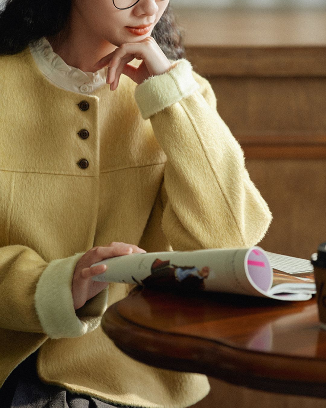 Wool Collarless Short Coat　CT018