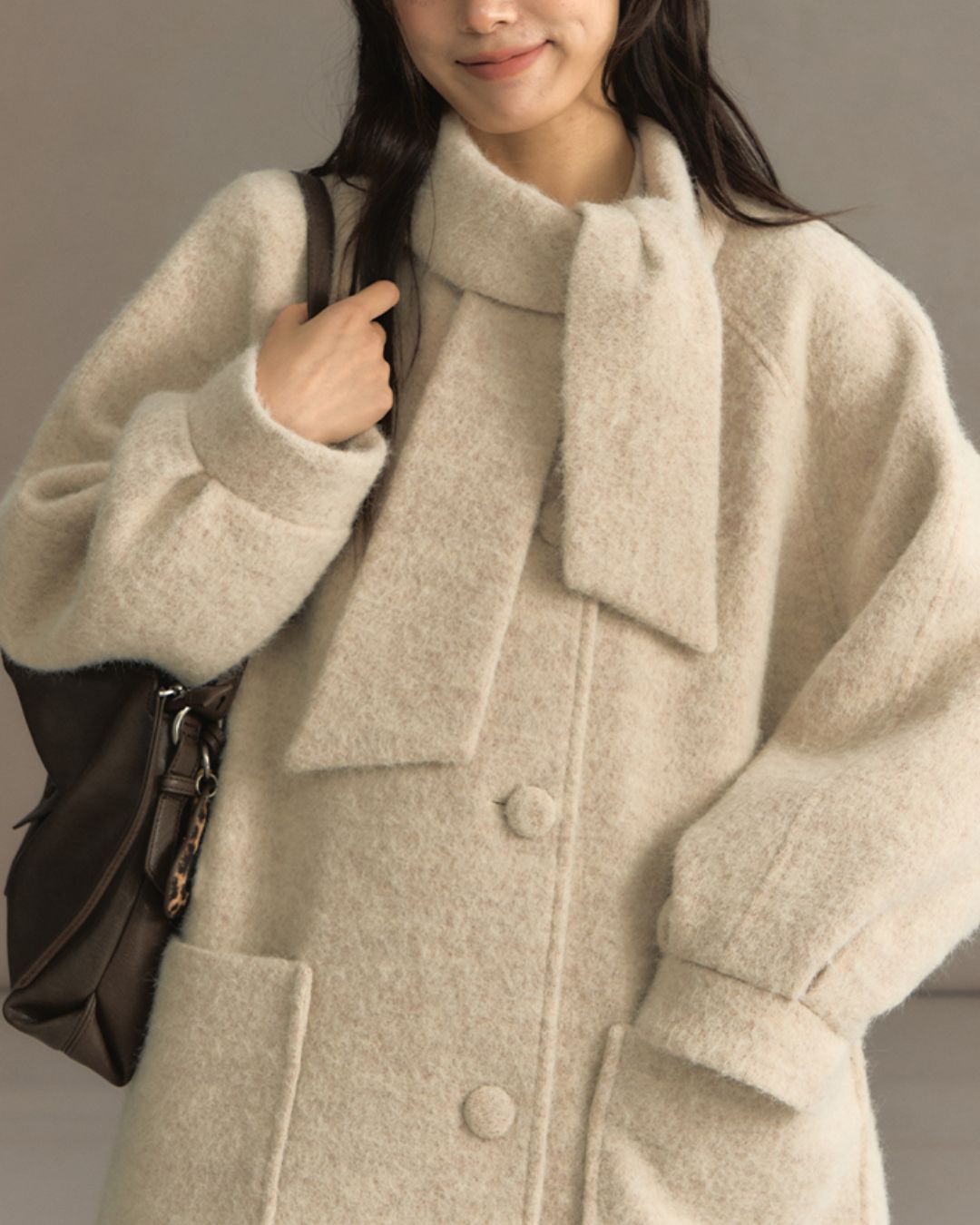 Bowtie Collar A-line Coat　CT023