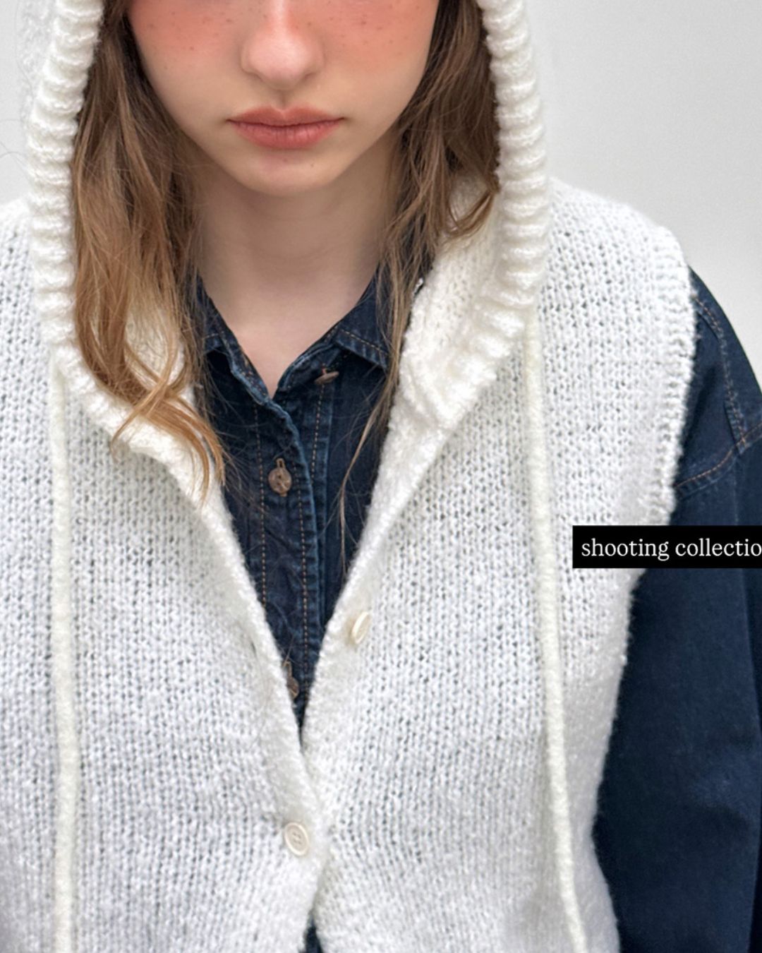 Loop Yarn Hooded Knit Vest　KN025