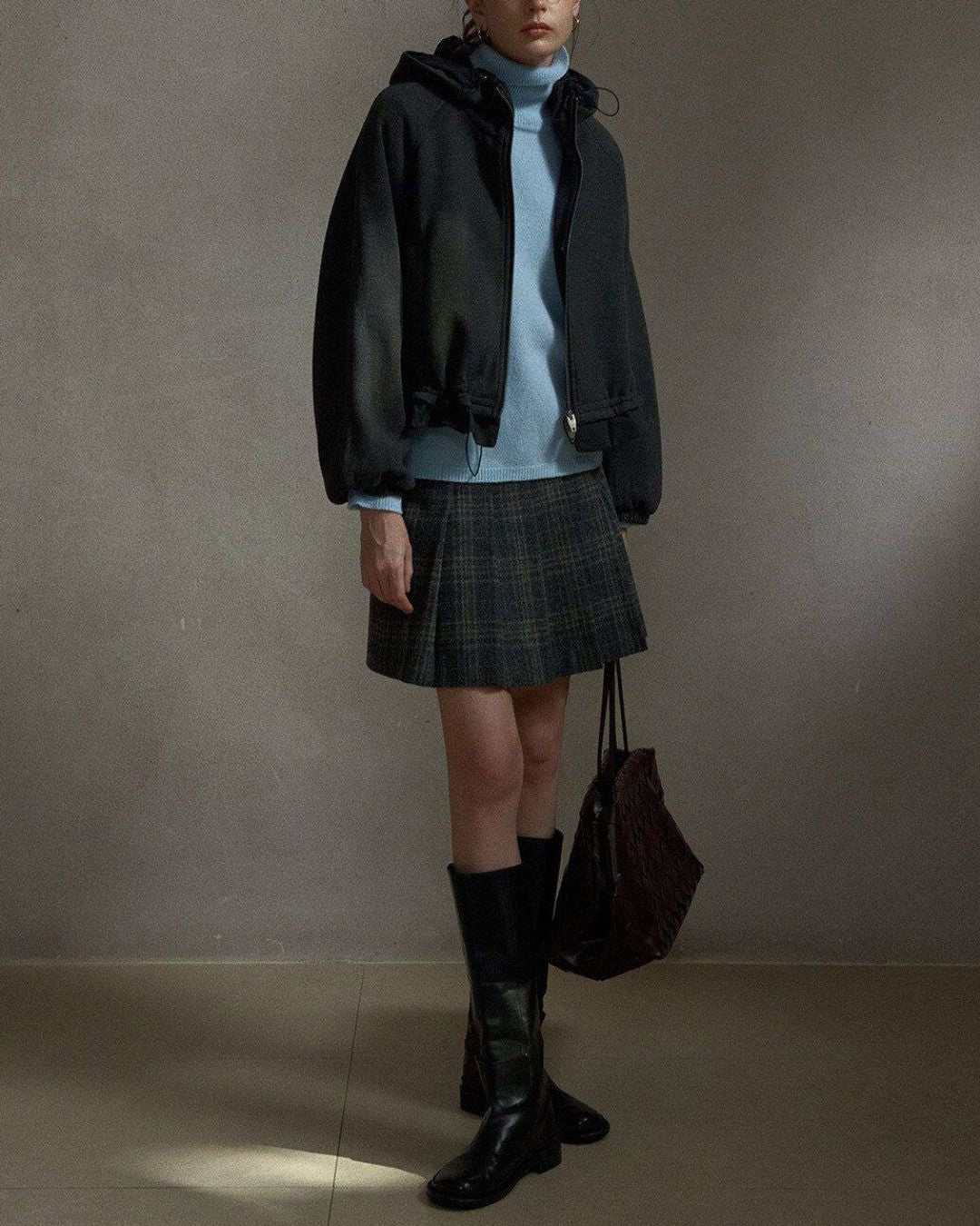 Tartan Check Pleated Mini Skirt　SK018