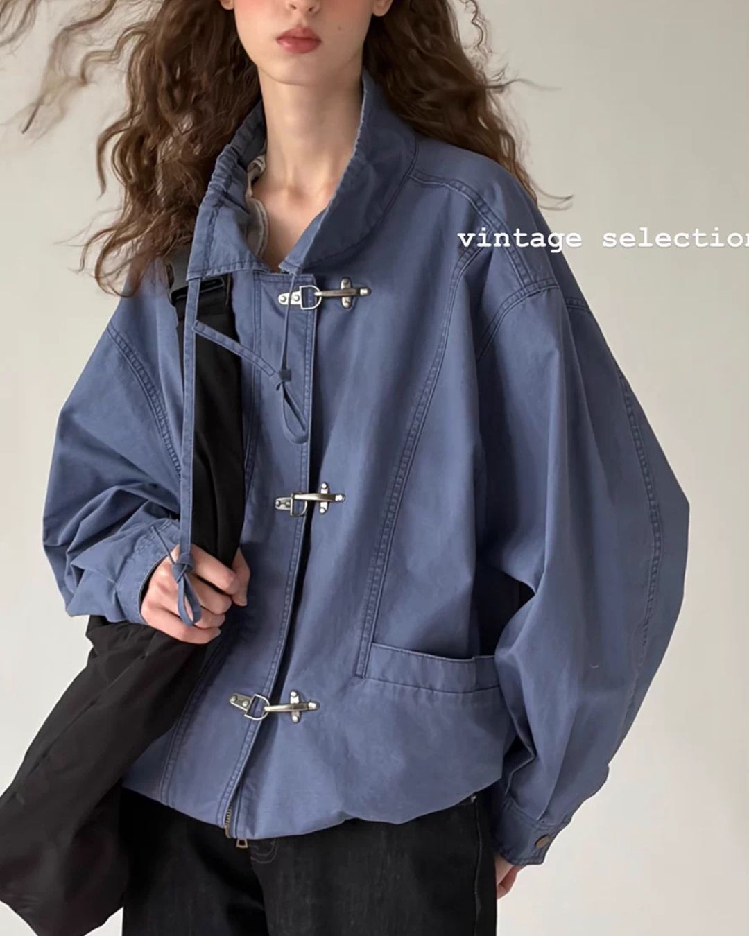 Vintage Metal Button Denim Jacket & Gathered Shorts　JK090