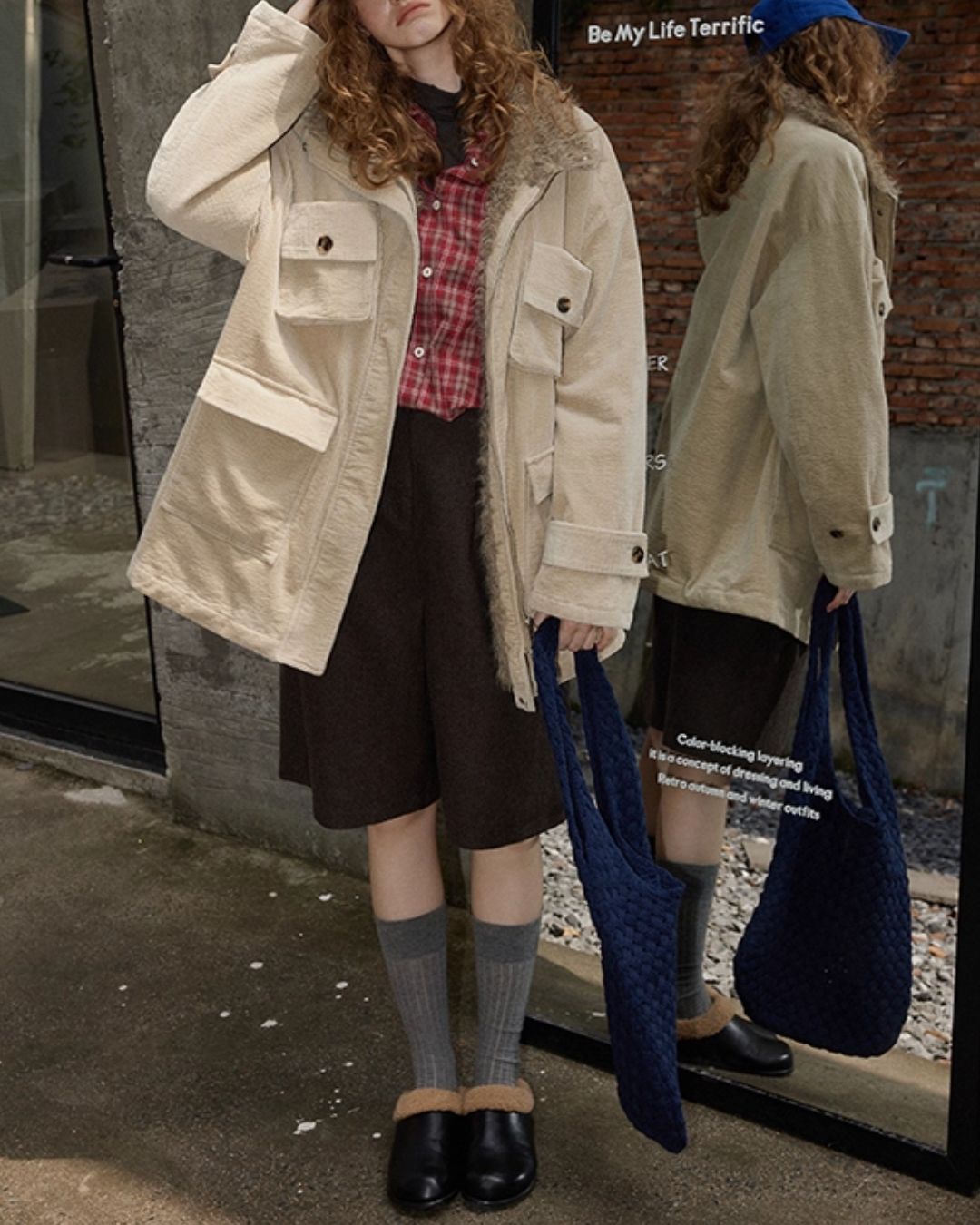 Fur-lined Corduroy Work Jacket　JK045